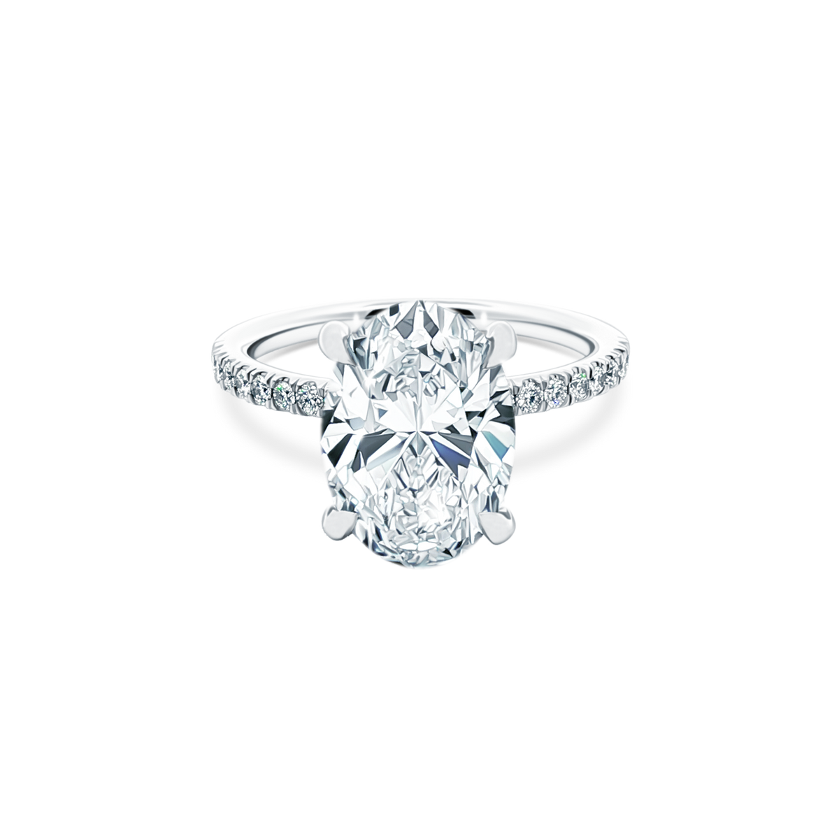 Oval Cut Lab Grown Diamond Pave Engagement Ring with 4.00ct center diamond
