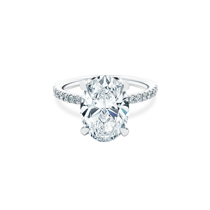 Oval Cut Lab Grown Diamond Pave Engagement Ring with 4.00ct center diamond