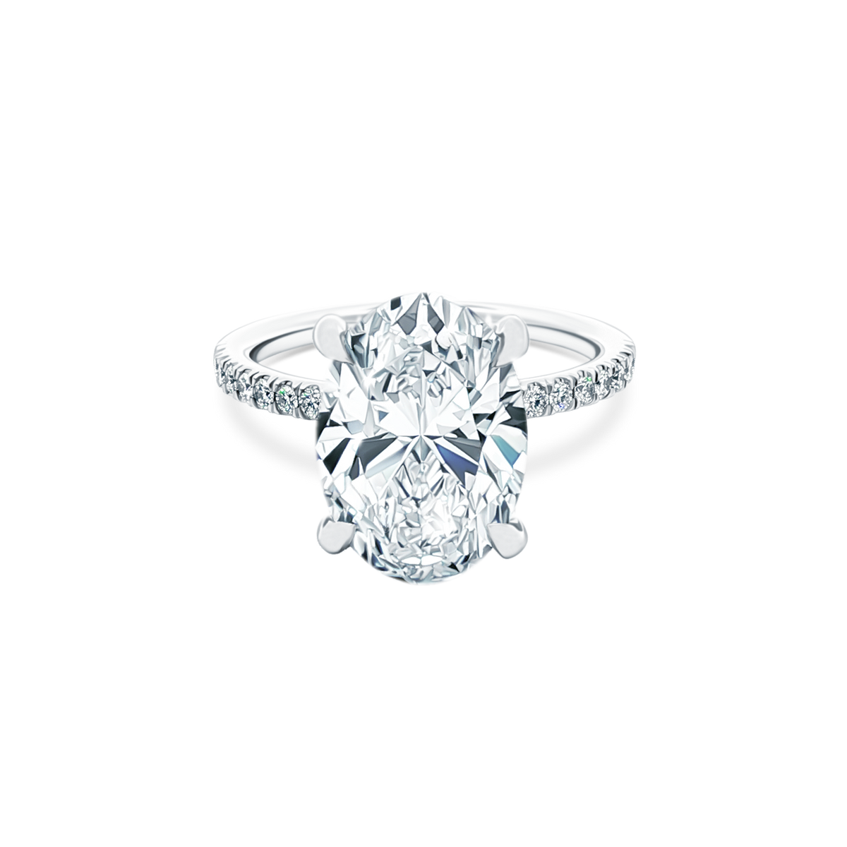 Oval Cut Lab Grown Diamond Pave Engagement Ring with 5.00ct center diamond