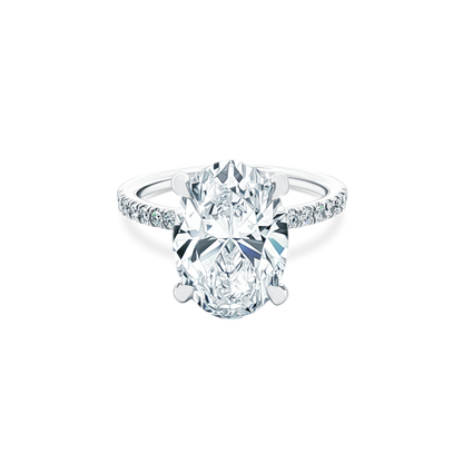 Oval Cut Lab Grown Diamond Pave Engagement Ring with 5.00ct center diamond