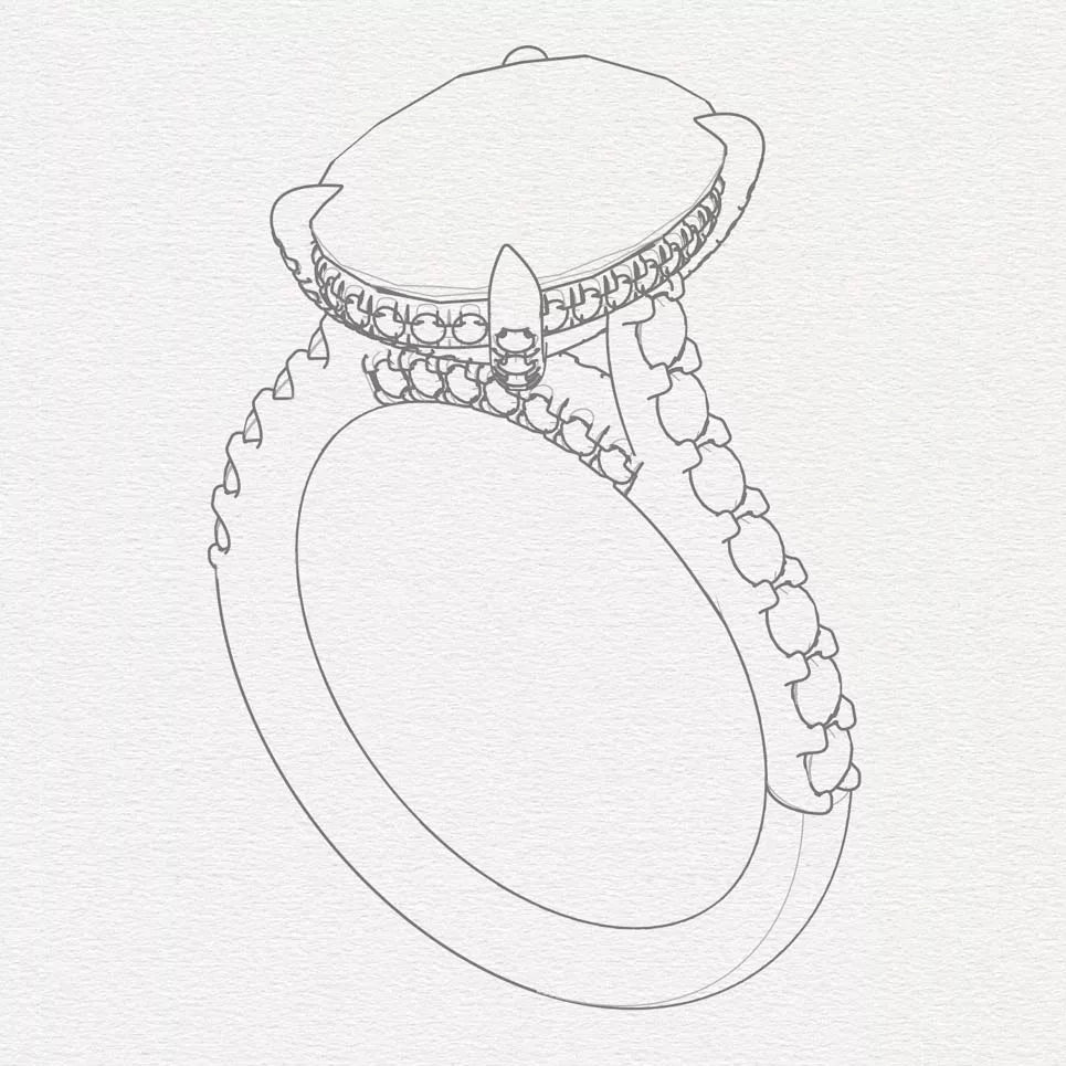 Precision Set engagement ring design sketch