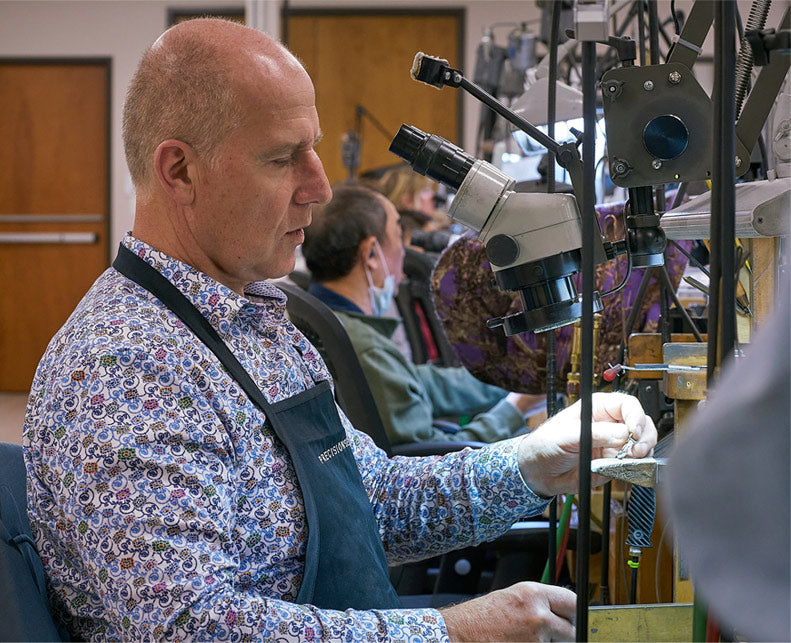 Precision Set jewelers at work in the Dallas workshop