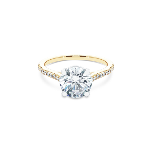 Precision Set Round Cut Diamond Pave Engagement Ring — photo 1 of 3