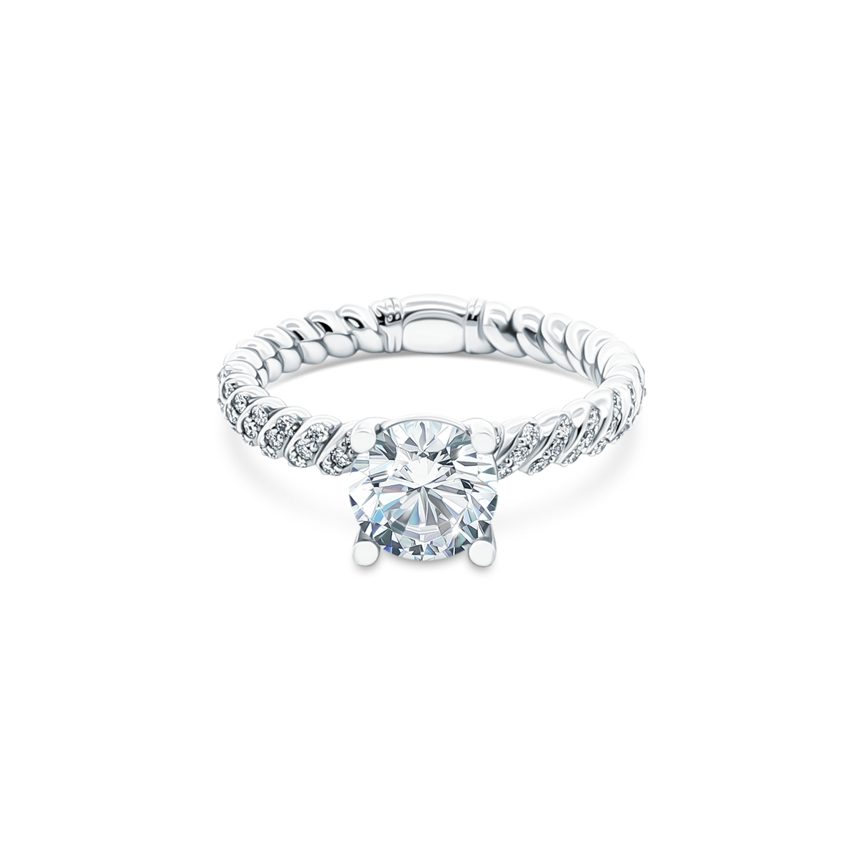 Precision Set Round Diamond Pave Engagement Ring — photo 1 of 3