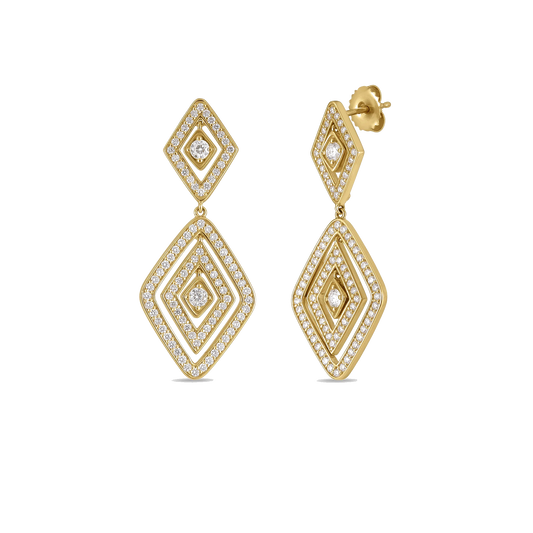 Roberto Coin Lozenge 1.95ct 18K Yellow Gold Diamond Earrings