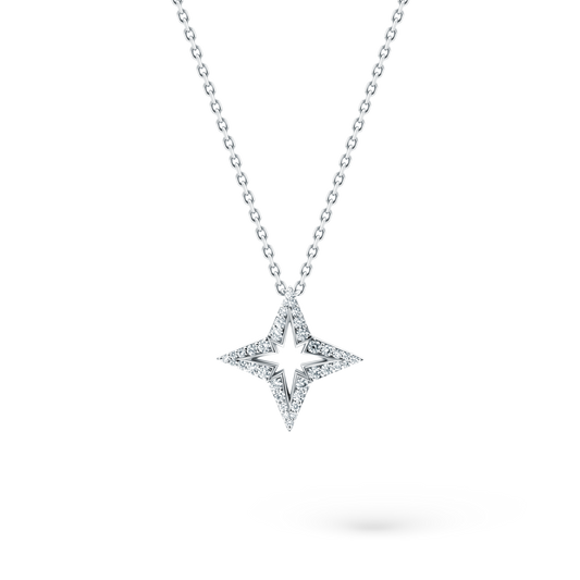 Roberto Coin 18K White Gold Diamond Princess Star Necklace, style 7773695AW17X