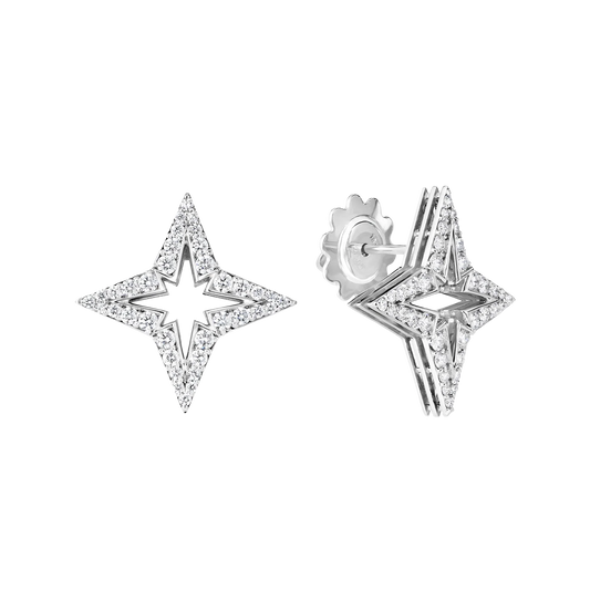 Roberto Coin 18k White Gold Stardust Pave Diamond Star Earrings — photo 1 of 1