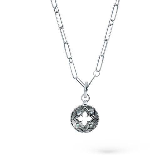 Roberto Coin 18K White Gold Venetian Princess Diamond Medallion Necklace, style 7773259AW19X