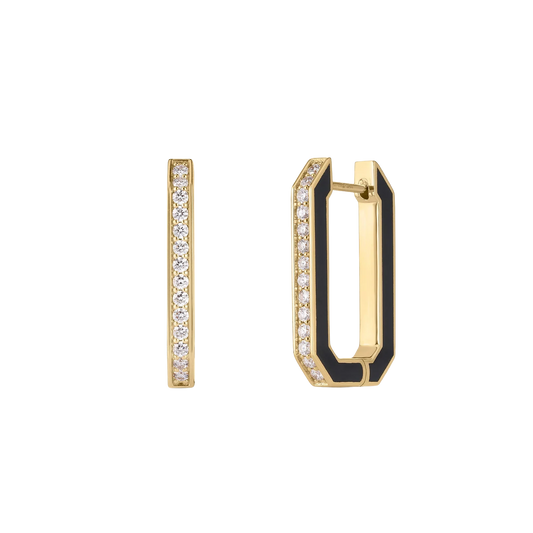 Roberto Coin 18K Yellow Gold Diamond and Black Ceramic Earrings — photo 1 of 1