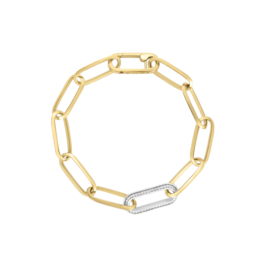 Roberto Coin 18K Yellow Gold Paperclip and Diamond Link Chain Bracelet — photo 1 of 1