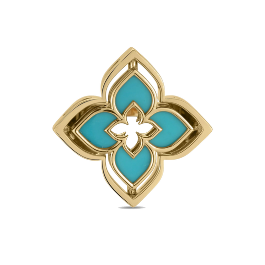 Roberto Coin Pirouette 0.25ct 18K Yellow Gold Diamond Turquoise Ring
