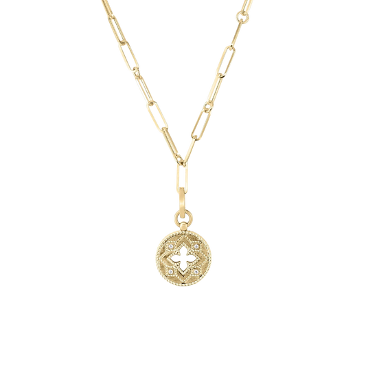 Roberto Coin 18K Yellow Gold Venetian Princess Diamond Medallion Necklace — photo 1 of 1