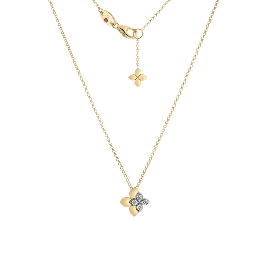 Roberto Coin 18K Yellow Love In Verona Diamond Flower Necklace — photo 1 of 1