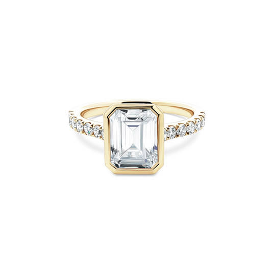 Signature Emerald Diamond Bezel Engagement Ring — photo 1 of 3