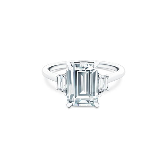 Signature Three Stone Emerald Diamond Engagement Ring — photo 1 of 3