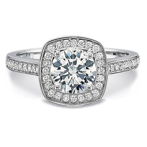 Precision Set Cushion Halo Diamond Engagement Ring