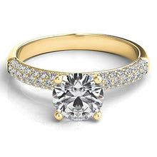 Triple Row Pave Diamond Engagement Ring