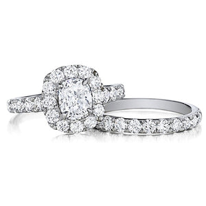 Henri Daussi Pave Diamond Halo Engagement Ring