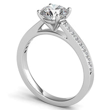 Round Brilliant Cathedral Pave Diamond Engagement Ring