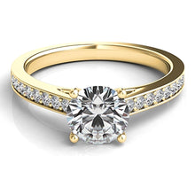 Round Brilliant Cathedral Pave Diamond Engagement Ring