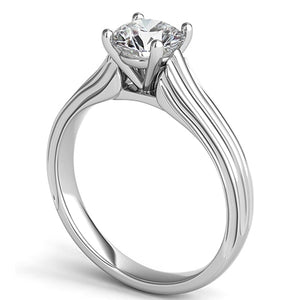 Contoure Engraved Diamond Solitaire Engagement Ring