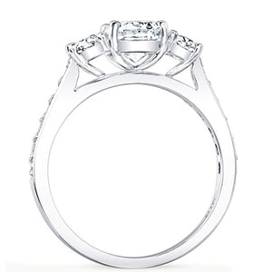 3-Stone Half Moon Diamond Engagement Ring