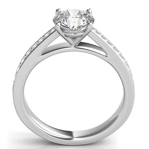 Graduated Pave-Set Diamond Engagement Ring