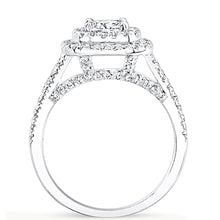 Double Halo Split Shank Diamond Engagement Ring