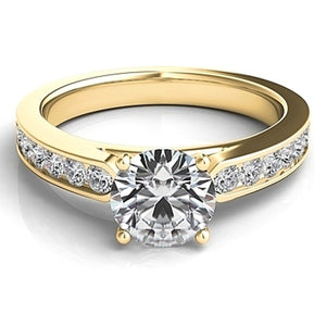 Round Brilliant Channel-Set Cathedral Diamond Engagement Ring