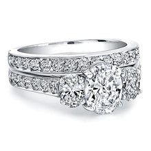 Three Stone Oval Diamond Engagement Ring w/ Pave Accents