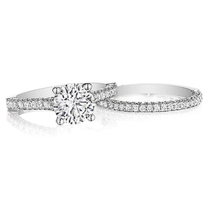 Henri Daussi Three Sided Pave Diamond Engagement Ring