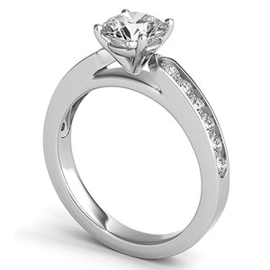 Round Brilliant Channel-Set Cathedral Diamond Engagement Ring