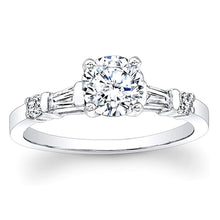 Baguette & Round Brilliant Cut Diamond Engagement Ring