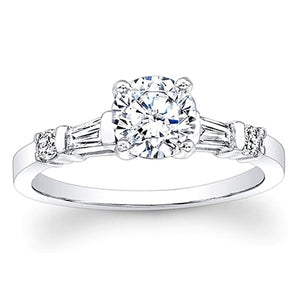 Baguette & Round Brilliant Cut Diamond Engagement Ring