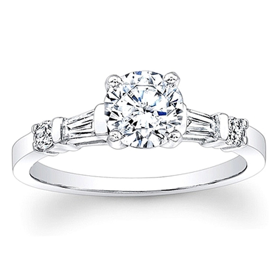 Baguette & Round Brilliant Cut Diamond Engagement Ring