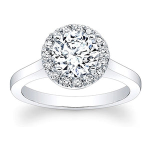 Flush Fit Pave Halo Diamond Engagement Ring