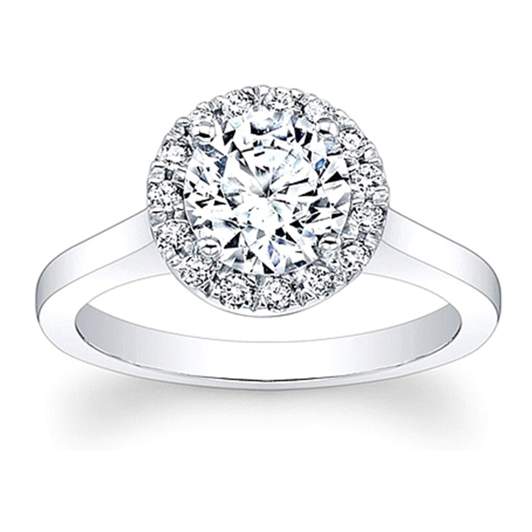 Flush Fit Pave Halo Diamond Engagement Ring