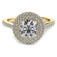Double Row Round Halo Diamond Engagement Ring