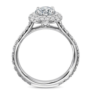 Precision Set French Cut Halo Diamond Engagement Ring