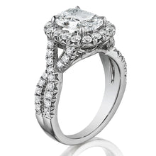 Henri Daussi Pave Twist Diamond Halo Engagement Ring