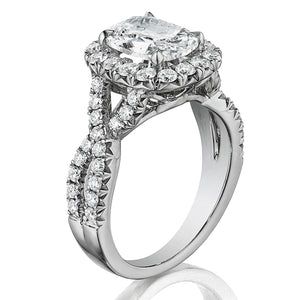 Henri Daussi Pave Twist Diamond Halo Engagement Ring