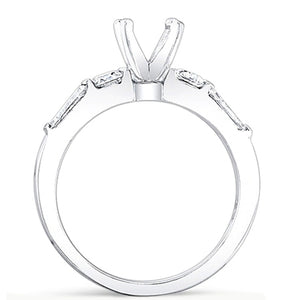 Tapered Baguette & Round Brilliant Cut Diamond Engagement Ring