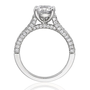 Henri Daussi Three Sided Pave Diamond Engagement Ring