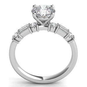 Baguette & Round Diamond Engagement Ring