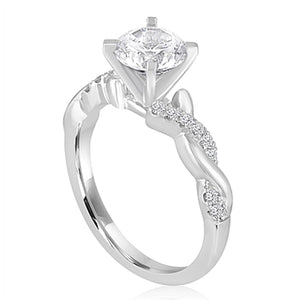Signature Pave Twist Shank Diamond Engagement Ring