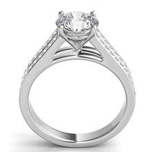 Double Row Pave Diamond Engagement Ring