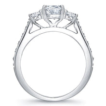Three Stone Oval Diamond Engagement Ring w/ Pave Accents