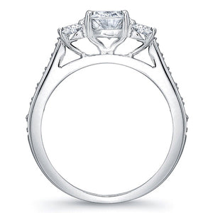 Three Stone Oval Diamond Engagement Ring w/ Pave Accents