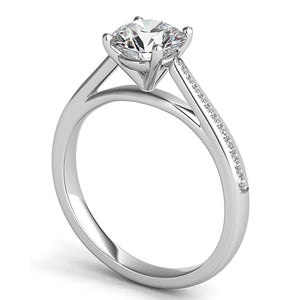 Graduated Pave-Set Diamond Engagement Ring