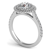 Double Row Round Halo Diamond Engagement Ring